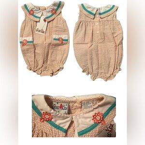 NWT Vintage Good Kidz Pink Checkered Baby Romper